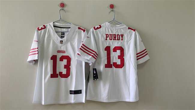 Womens San Francisco 49ers #13 Brock Purdy White Vapor Stitched Jersey->women nfl jersey->Women Jersey